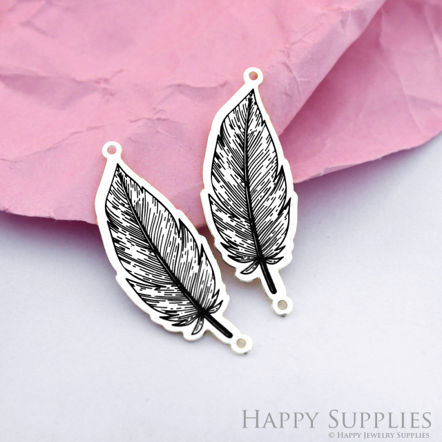 Making Jewelry Findings Stainless Steel Bead Metal Pendant Laser Cut Engraved Black Leaf Charms For DIY Necklace Earrings (ESD176)