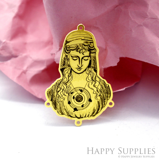 Making Jewelry Findings Stainless Steel Bead Metal Pendant Laser Cut Engraved Black Virgin Mary Charms For DIY Necklace Earrings (ESD138)
