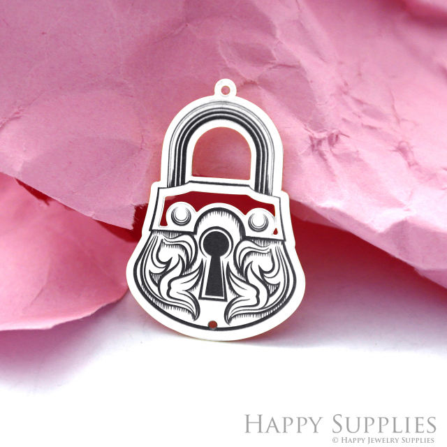 Making Jewelry Findings Stainless Steel Bead Metal Pendant Laser Cut Engraved Black Lock Charms For DIY Necklace Earrings (ESD145)