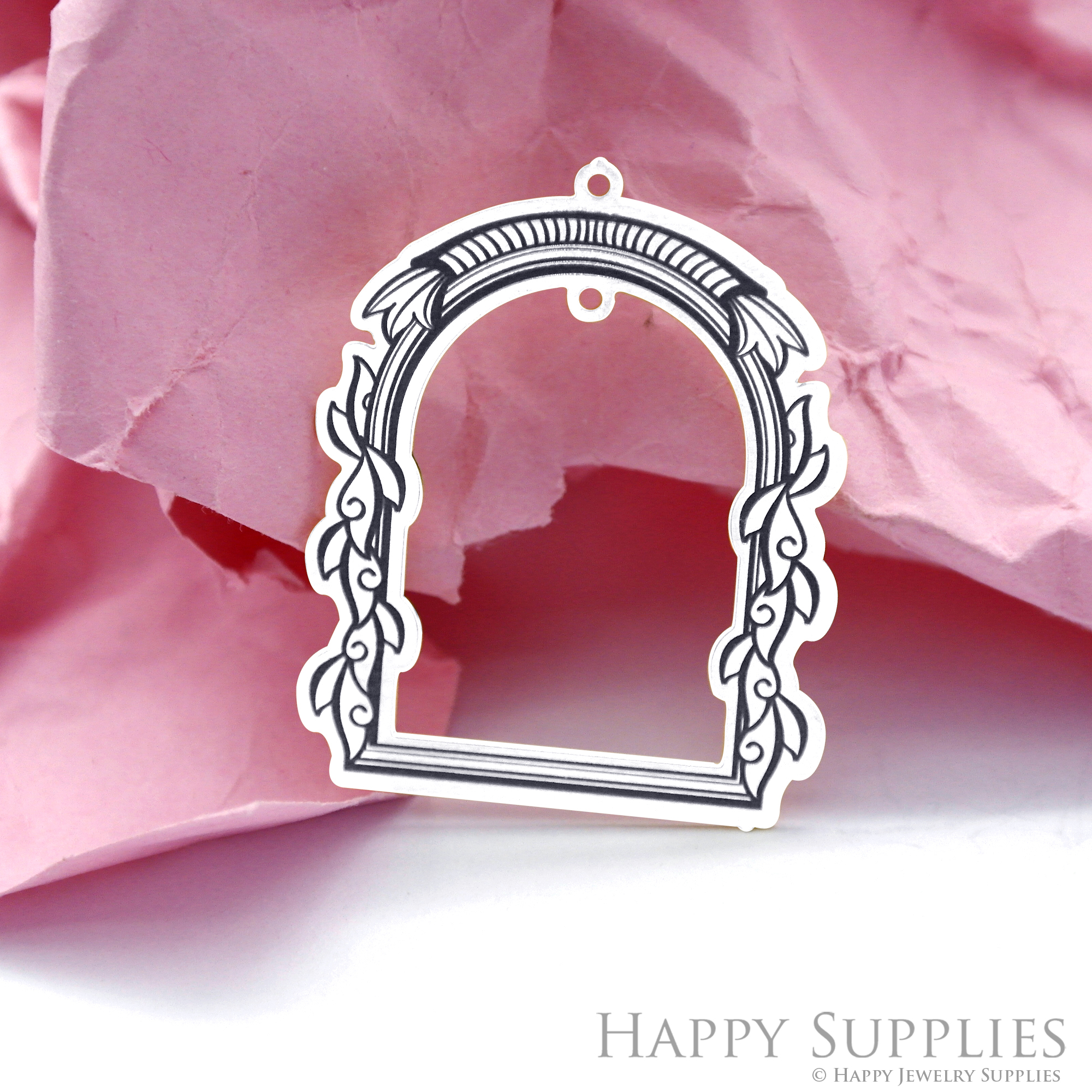 Making Jewelry Findings Stainless Steel Bead Metal Pendant Laser Cut Engraved Black Geometry Charms For DIY Necklace Earrings (ESD149)