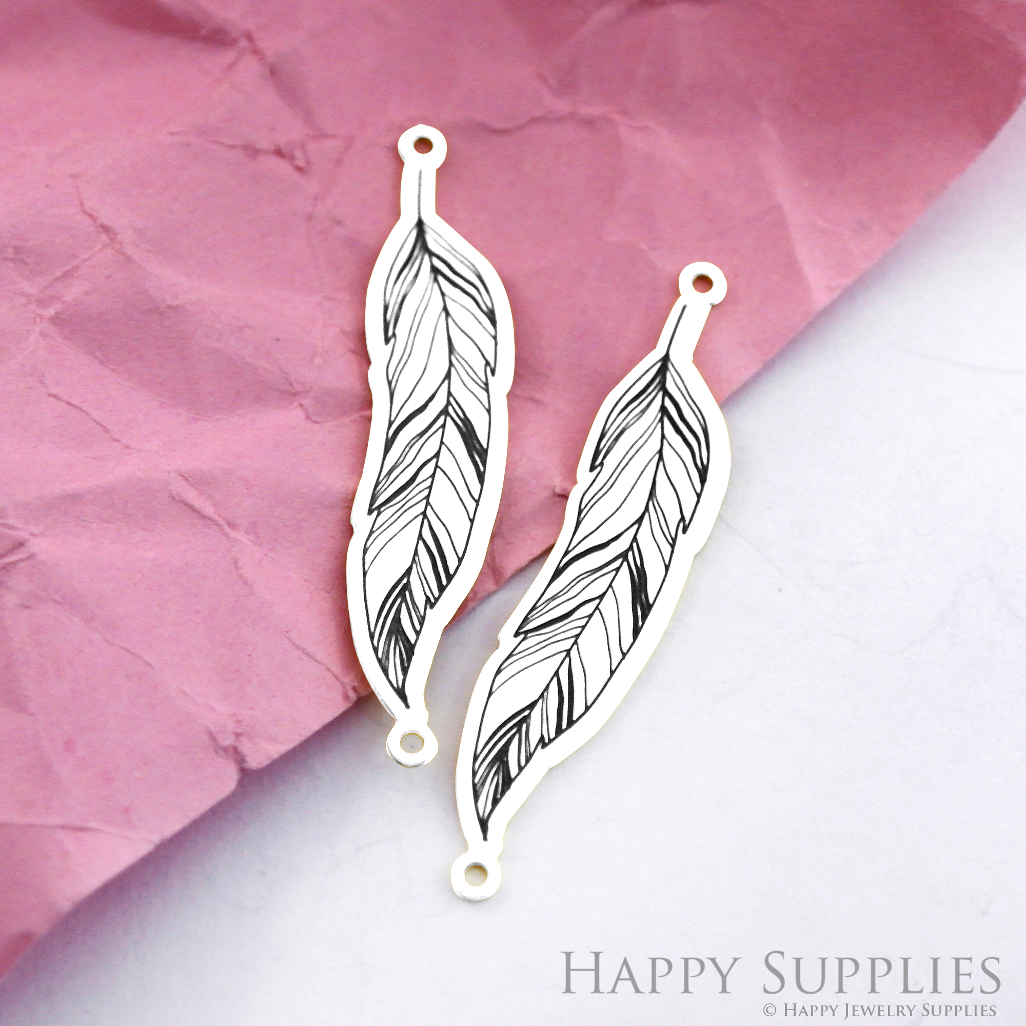 Making Jewelry Findings Raw Brass Bead Pendant Laser Cut Engraved Black Leaf Charm For DIY Necklace Earrings(ERD134)