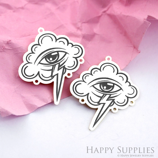 Making Jewelry Findings Stainless Steel Bead Metal Pendant Laser Cut Engraved Black Cloud Lightning Charms For DIY Necklace Earrings (ESD147)