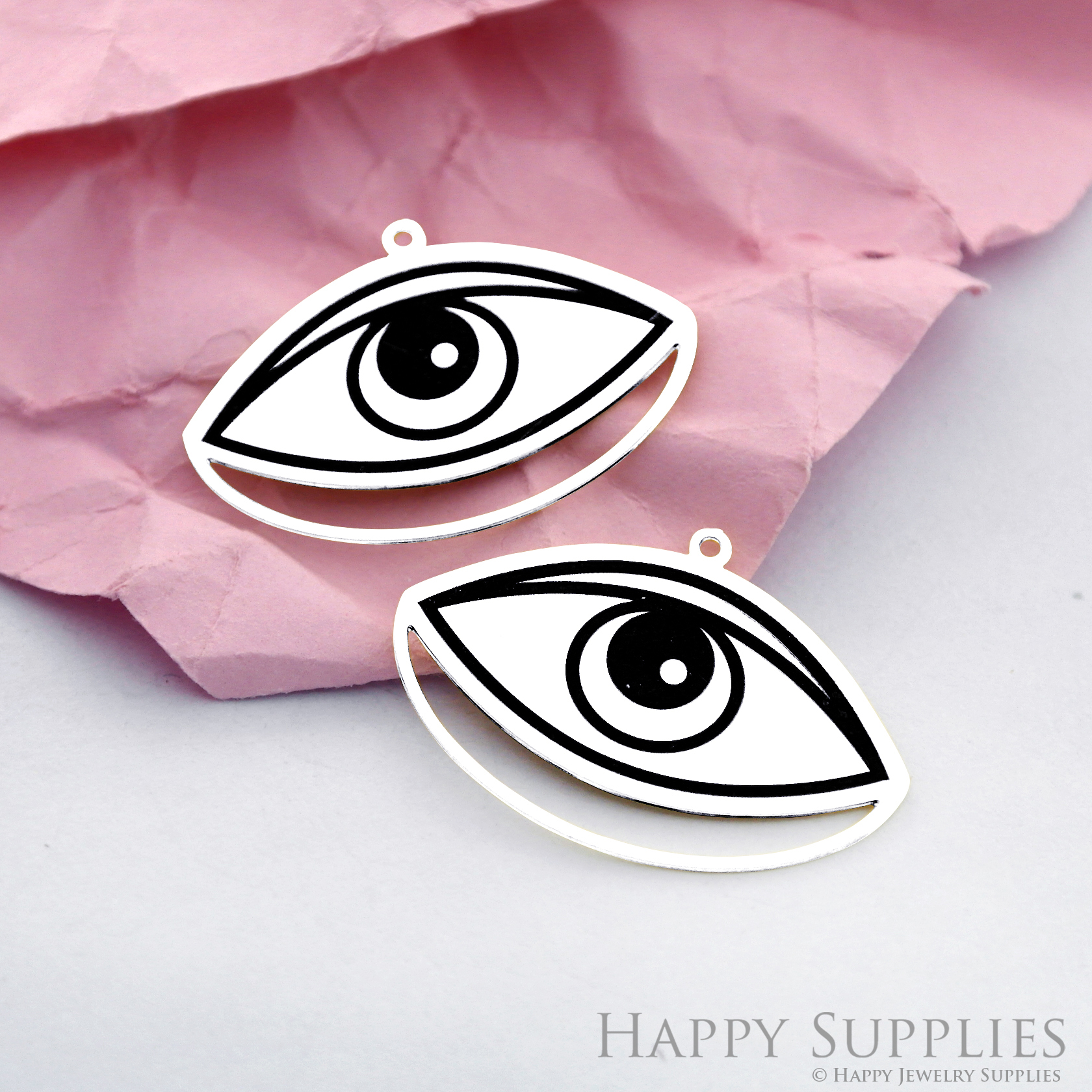 Making Jewelry Findings Stainless Steel Bead Metal Pendant Laser Cut Engraved Black Eye Charms For DIY Necklace Earrings (ESD172)