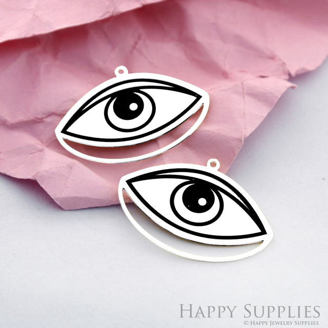 Making Jewelry Findings Stainless Steel Bead Metal Pendant Laser Cut Engraved Black Eye Charms For DIY Necklace Earrings (ESD172)
