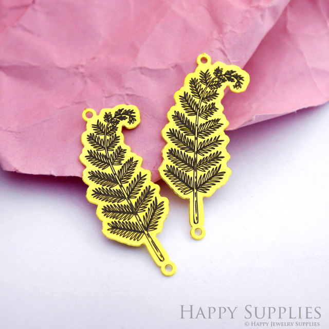 Making Jewelry Findings Stainless Steel Bead Metal Pendant Laser Cut Engraved Black Leaf Charms For DIY Necklace Earrings (ESD184)