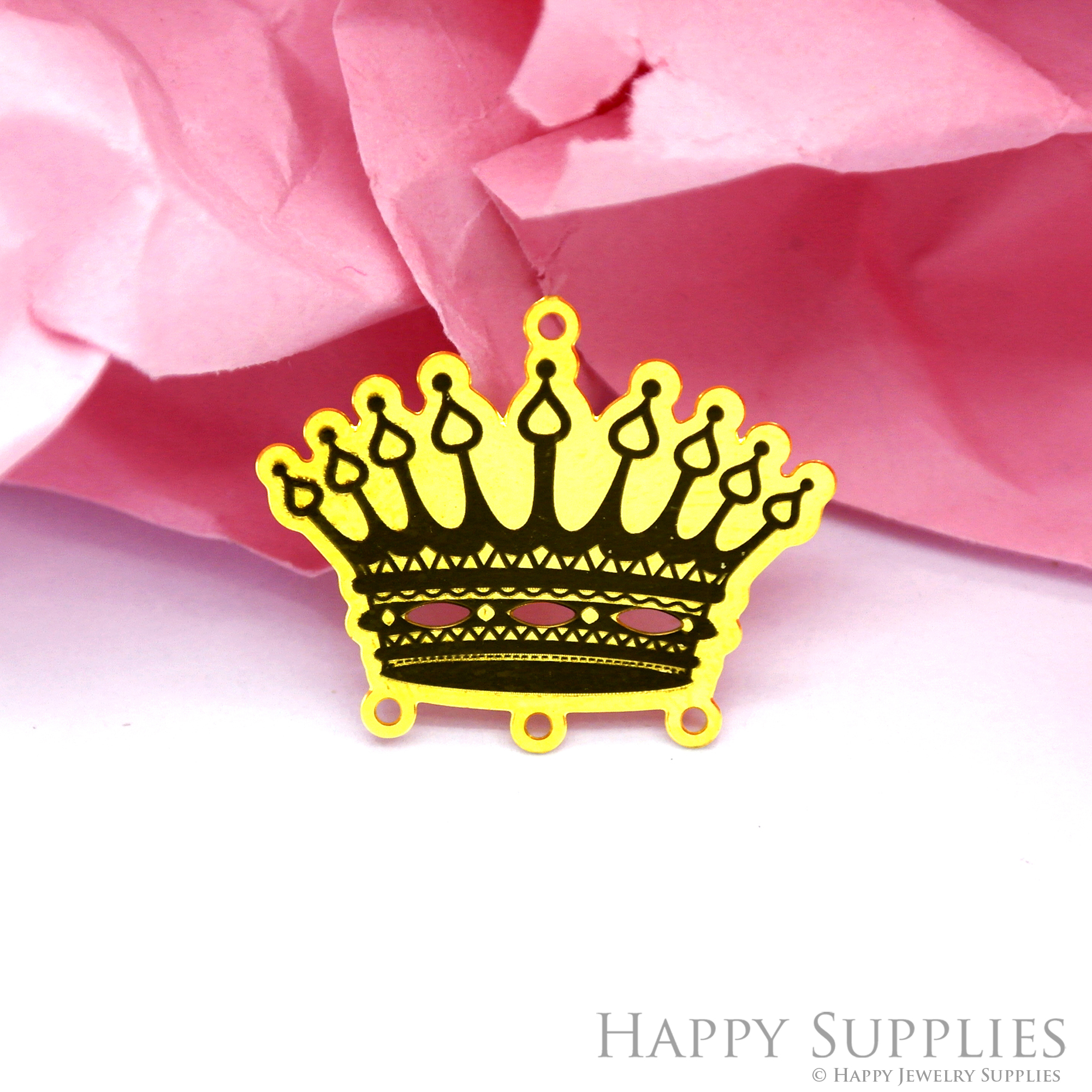 Making Jewelry Findings Stainless Steel Bead Metal Pendant Laser Cut Engraved Black Crown Charms For DIY Necklace Earrings (ESD107)