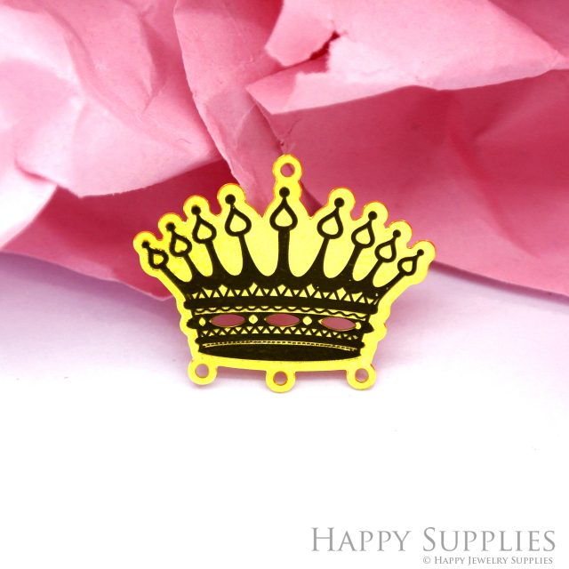 Making Jewelry Findings Stainless Steel Bead Metal Pendant Laser Cut Engraved Black Crown Charms For DIY Necklace Earrings (ESD107)