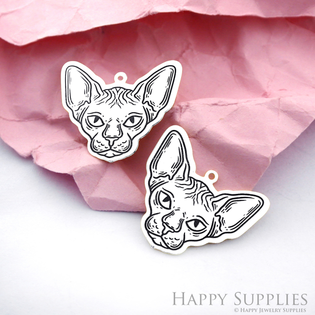 Making Jewelry Findings Stainless Steel Bead Metal Pendant Laser Cut Engraved Black Cat Charms For DIY Necklace Earrings (ESD153)