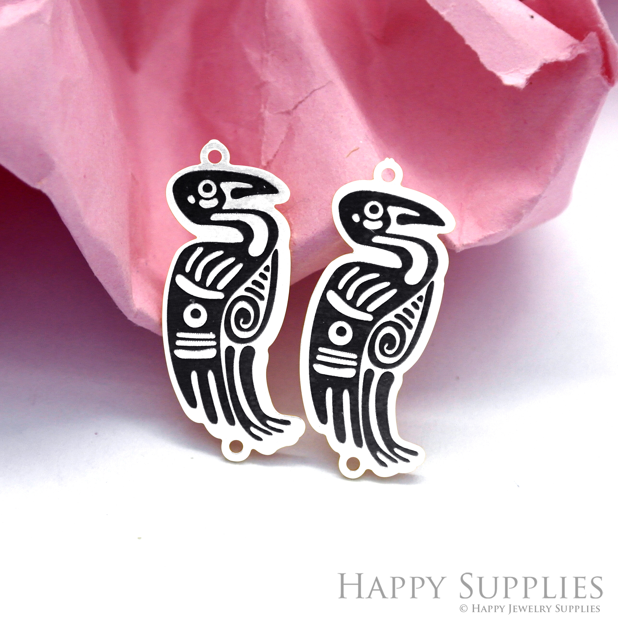 Making Jewelry Findings Stainless Steel Bead Metal Pendant Laser Cut Engraved Black Bird Charms For DIY Necklace Earrings (ESD111)