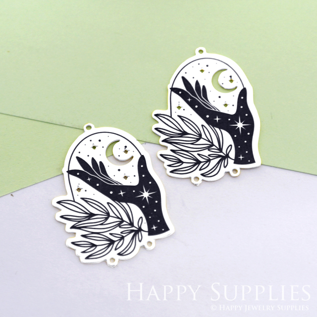 Making Jewelry Findings Stainless Steel Bead Metal Pendant Laser Cut Engraved Black Hand Charms For DIY Necklace Earrings (ESD81)