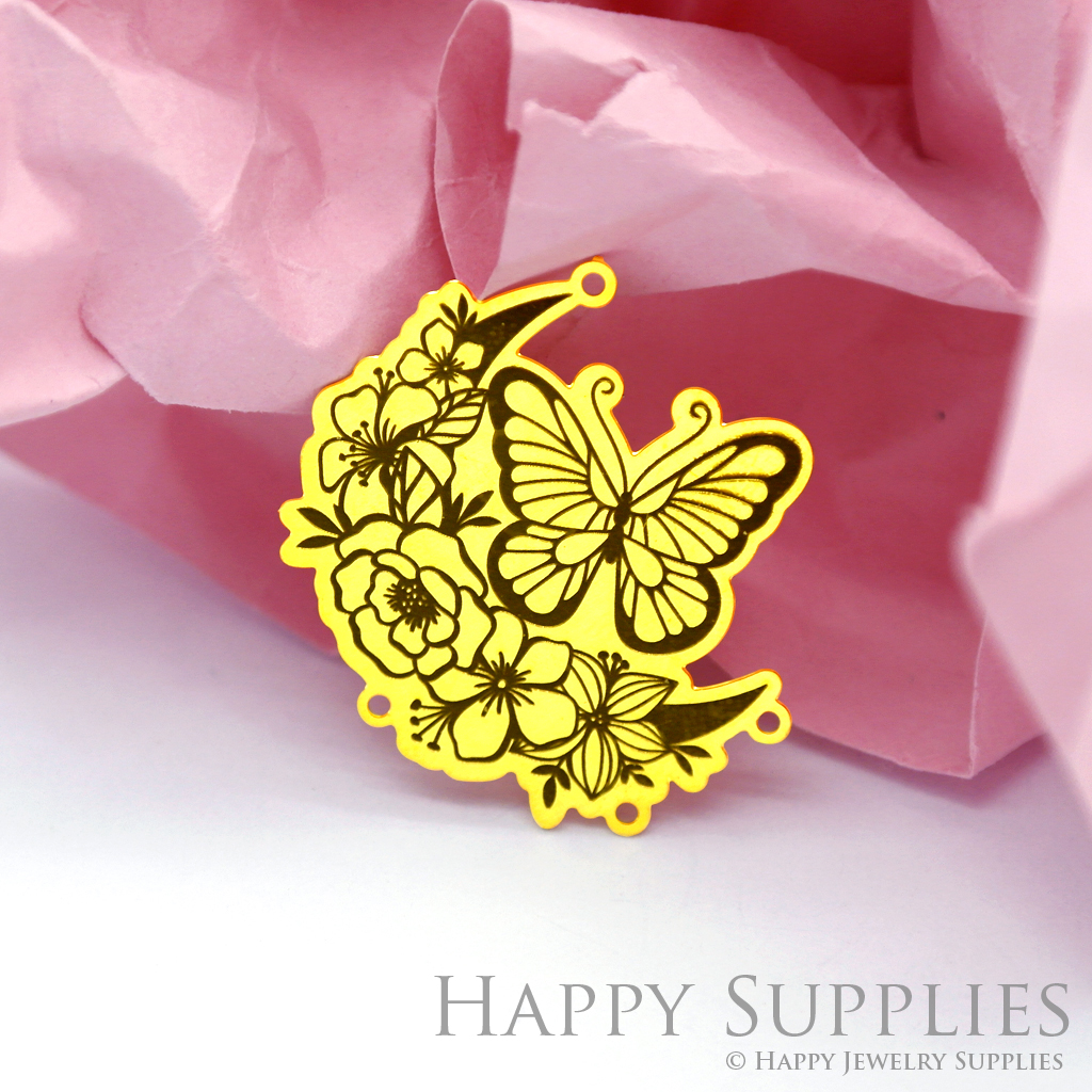 Making Jewelry Findings Stainless Steel Bead Metal Pendant Laser Cut Engraved Black Butterfly Charms For DIY Necklace Earrings (ESD96)