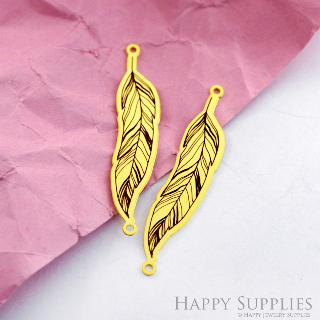 Making Jewelry Findings Raw Brass Bead Pendant Laser Cut Engraved Black Leaf Charm For DIY Necklace Earrings(ERD134)