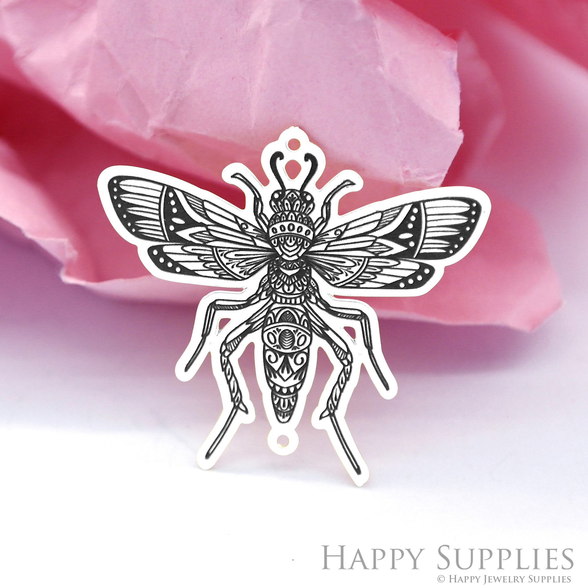 Making Jewelry Findings Raw Brass Bead Pendant Laser Cut Engraved Black Dragonfly Charm For DIY Necklace Earrings(ERD121)