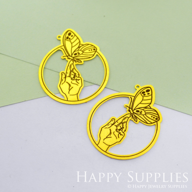 Making Jewelry Findings Stainless Steel Bead Metal Pendant Laser Cut Engraved Black Butterfly Charms For DIY Necklace Earrings (ESD84)