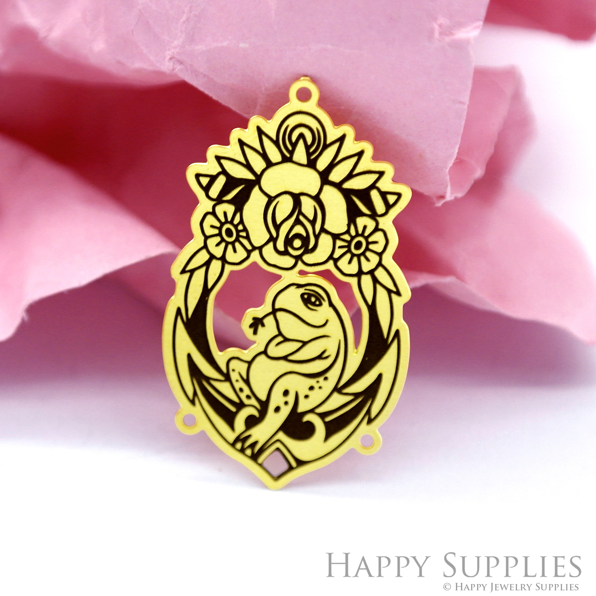 Making Jewelry Findings Stainless Steel Bead Metal Pendant Laser Cut Engraved Black Frog Charms For DIY Necklace Earrings (ESD131)
