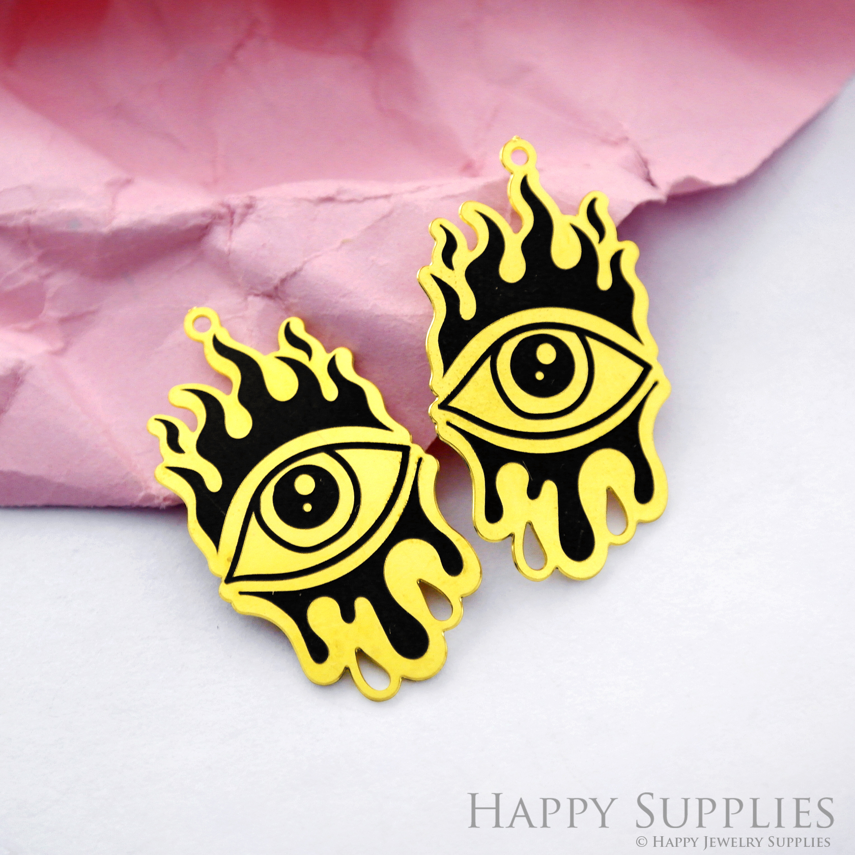 Making Jewelry Findings Stainless Steel Bead Metal Pendant Laser Cut Engraved Black Eye Charms For DIY Necklace Earrings (ESD152)