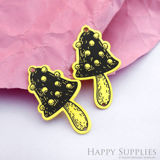 Making Jewelry Findings Stainless Steel Bead Metal Pendant Laser Cut Engraved Black Mushroom Charms For DIY Necklace Earrings (ESD183)