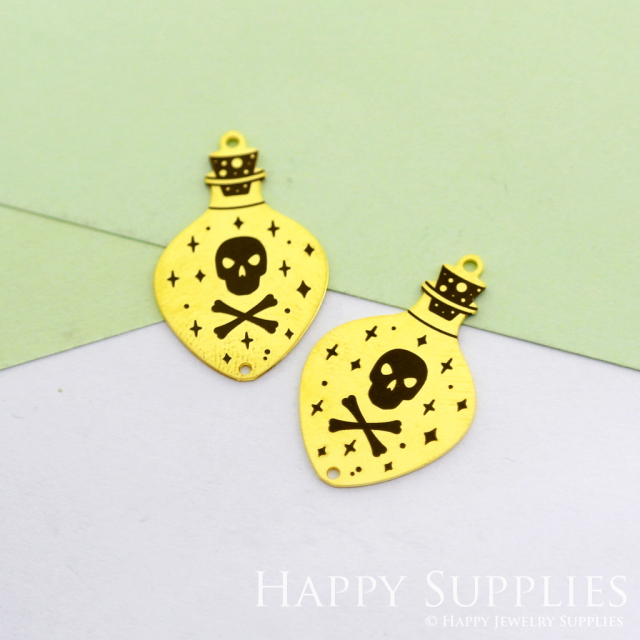 Making Jewelry Findings Stainless Steel Bead Metal Pendant Laser Cut Engraved Black Skull Charms For DIY Necklace Earrings (ESD85)