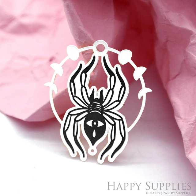 Making Jewelry Findings Stainless Steel Bead Metal Pendant Laser Cut Engraved Black Spider Charms For DIY Necklace Earrings (ESD135)