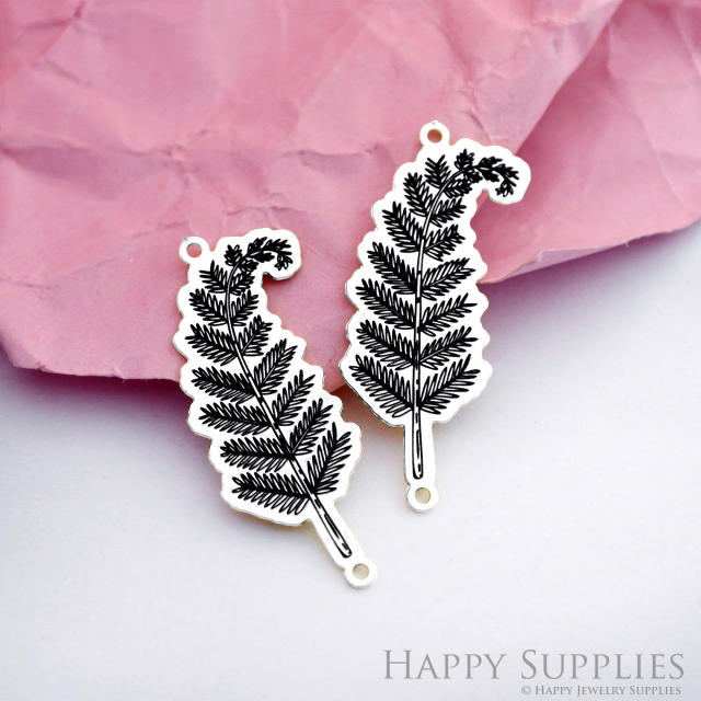 Making Jewelry Findings Stainless Steel Bead Metal Pendant Laser Cut Engraved Black Leaf Charms For DIY Necklace Earrings (ESD184)