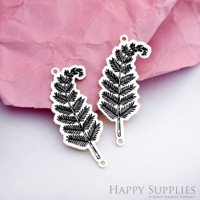 Making Jewelry Findings Stainless Steel Bead Metal Pendant Laser Cut Engraved Black Leaf Charms For DIY Necklace Earrings (ESD184)