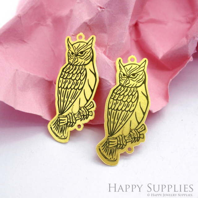 Making Jewelry Findings Stainless Steel Bead Metal Pendant Laser Cut Engraved Black Owl Charms For DIY Necklace Earrings (ESD140)