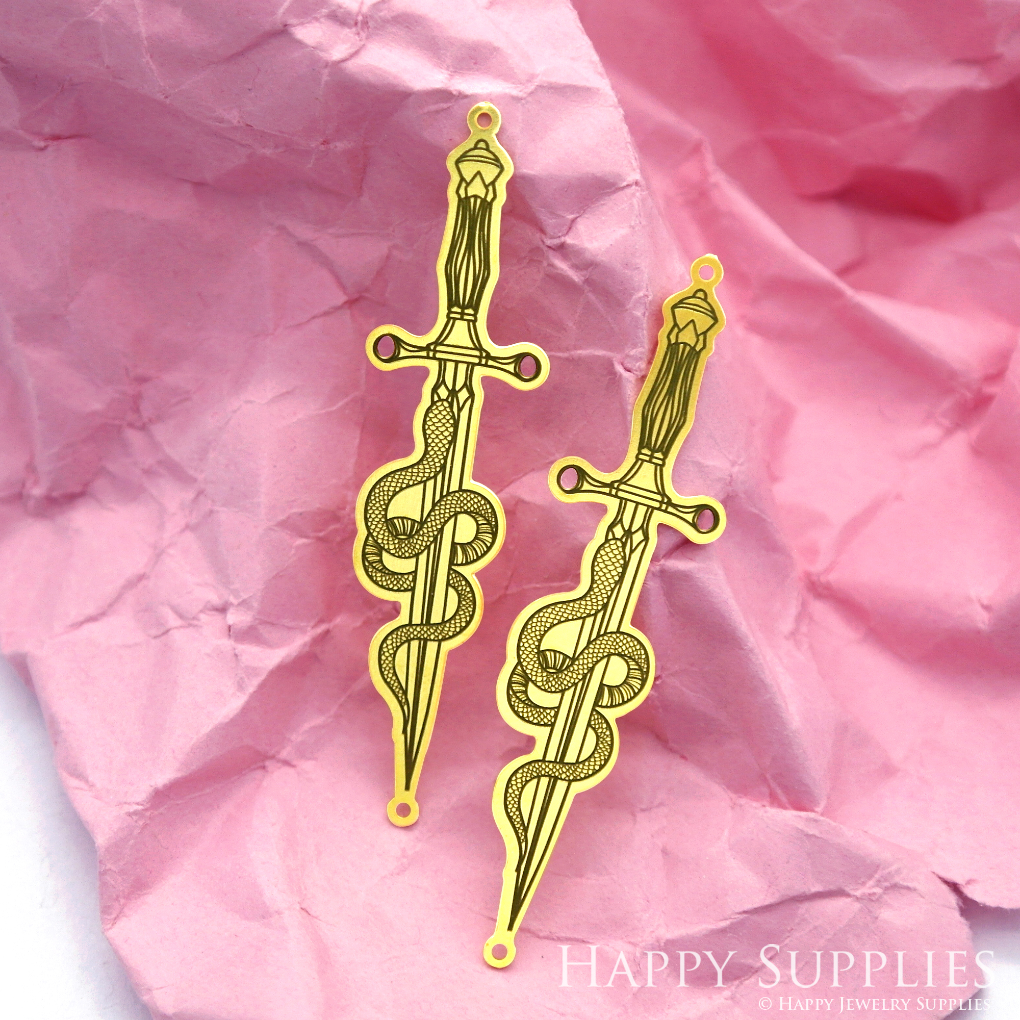 Making Jewelry Findings Raw Brass Bead Pendant Laser Cut Engraved Black Sword Charm For DIY Necklace Earrings(ERD130)