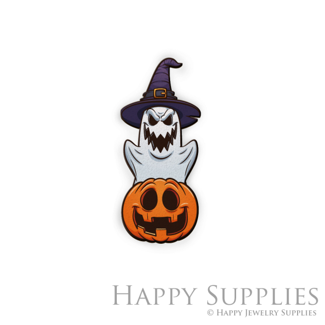 Handmade Jewelry Making Supplies Beads Cut Wooden Charm Ghost Pumpkin For DIY Necklace Earring Brooch (CW386)