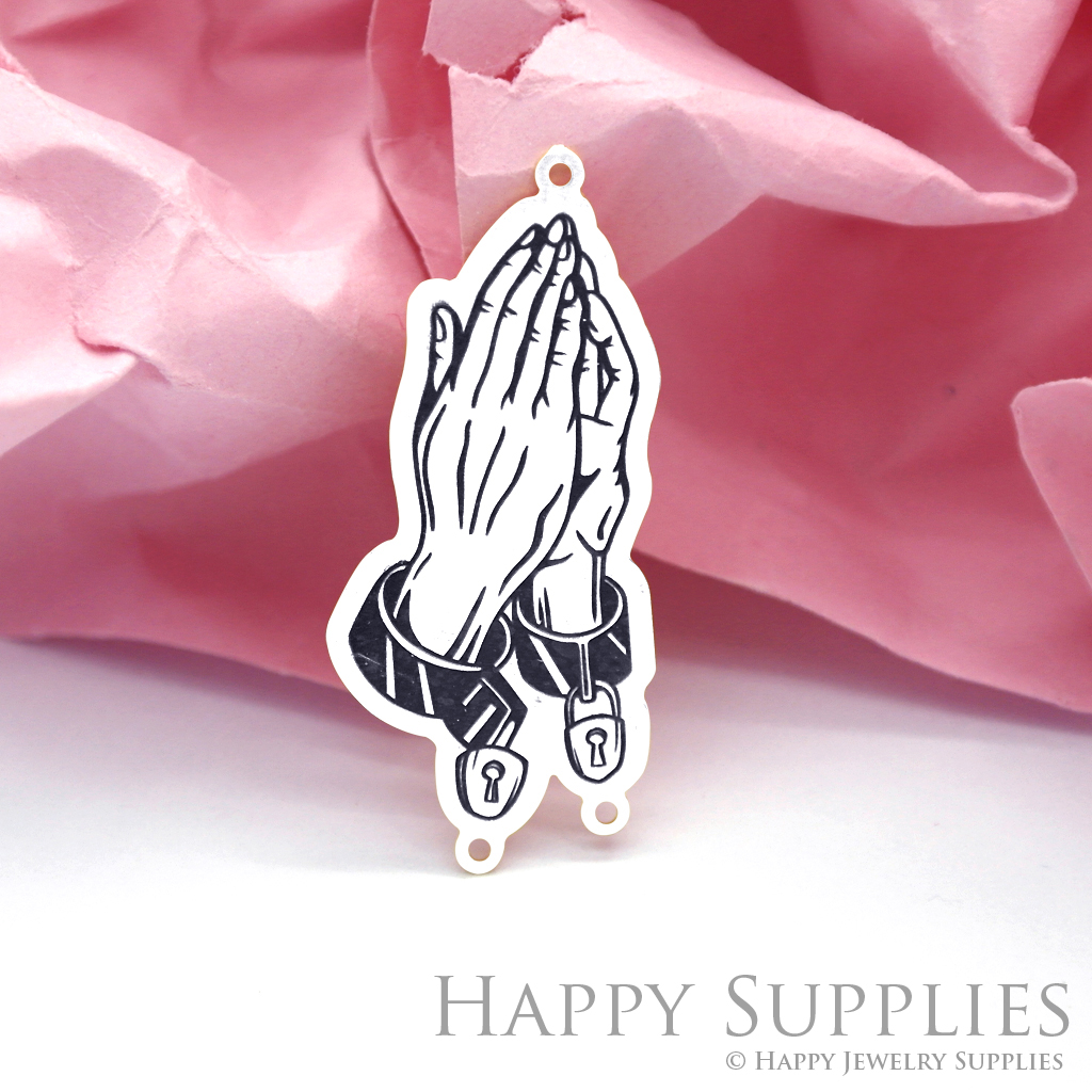 Making Jewelry Findings Raw Brass Bead Pendant Laser Cut Engraved Black Hand Charm For DIY Necklace Earrings(ERD92)