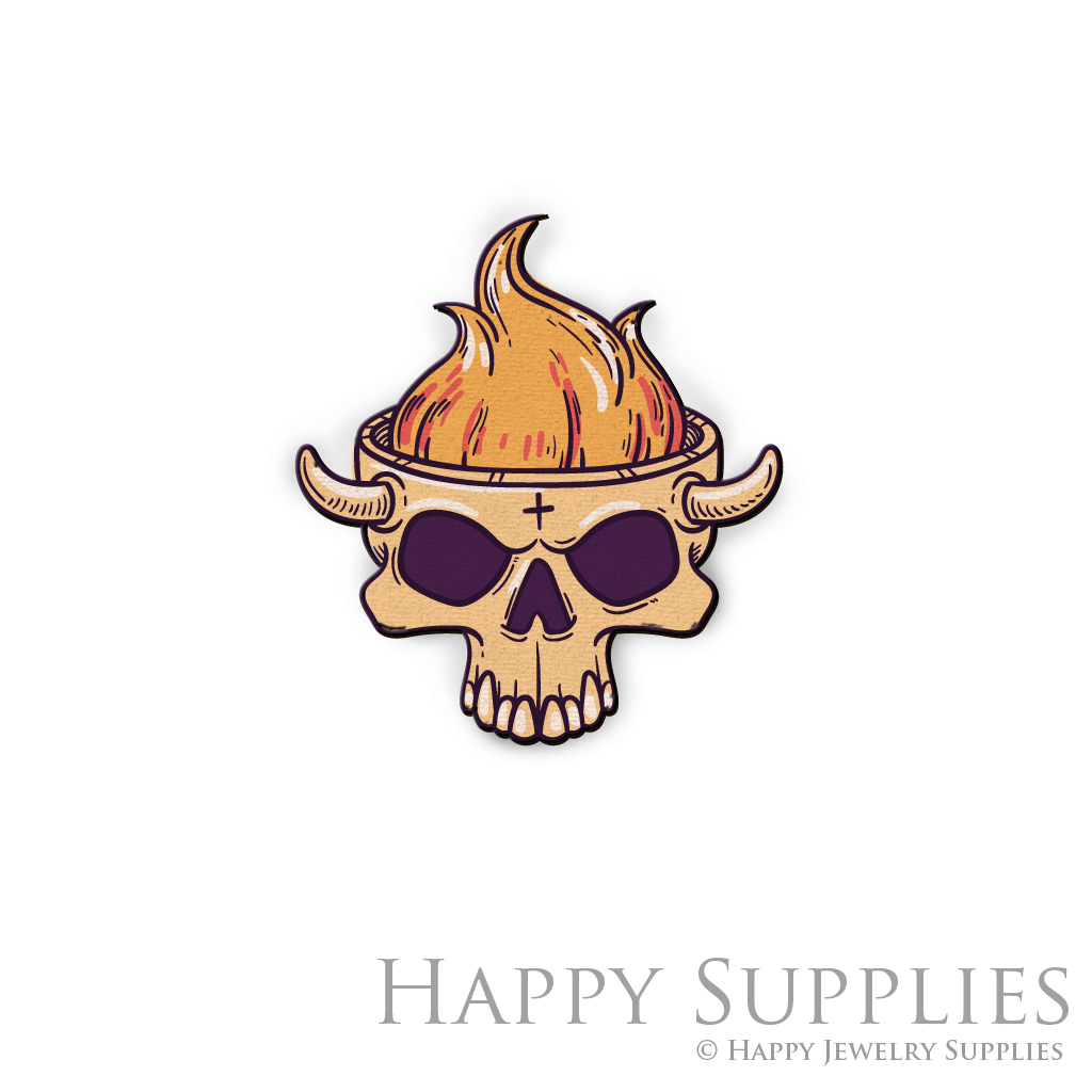 Handmade Jewelry Making Supplies Beads Cut Wooden Charm Skull For DIY Necklace Earring Brooch (CW375)