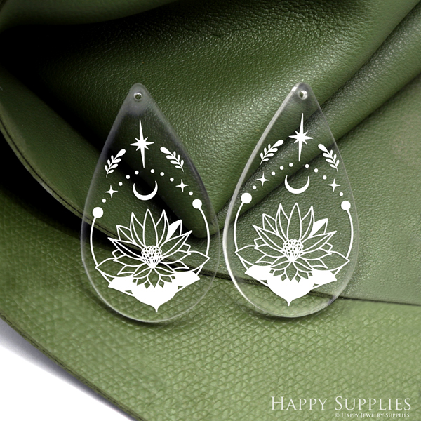 Flower Acrylic Pendant Making Jewelry Findings Bead Laser Cut  Teardrop Charms For DIY Necklace Earrings (AHT025)