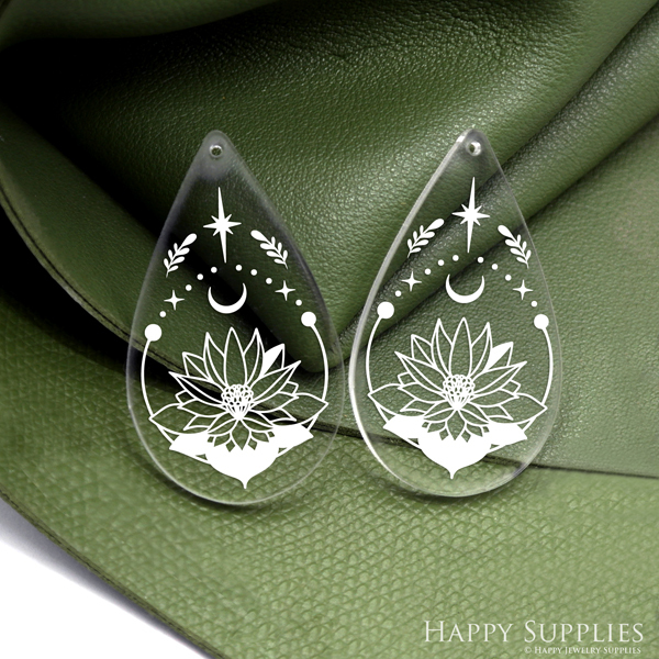 Flower Acrylic Pendant Making Jewelry Findings Bead Laser Cut  Teardrop Charms For DIY Necklace Earrings (AHT025)