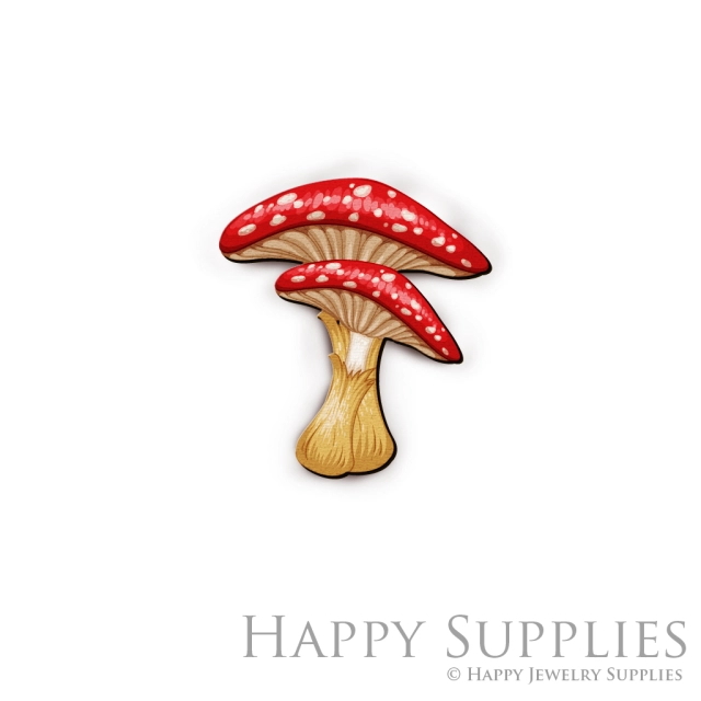Handmade Jewelry Making Supplies Beads Cut Wooden Charm Mushroom For DIY Necklace Earring Brooch (CW439)