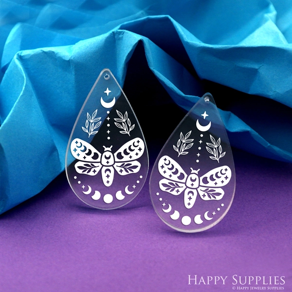 Butterfly Acrylic Pendant Making Jewelry Findings Bead Laser Cut  Teardrop Charms For DIY Necklace Earrings (AHT032)