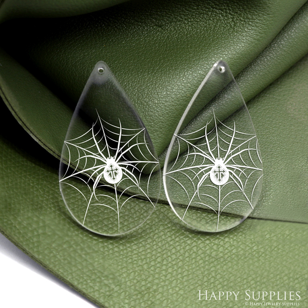 Spider Acrylic Pendant Making Jewelry Findings Bead Laser Cut  Teardrop Charms For DIY Necklace Earrings (AHT091)