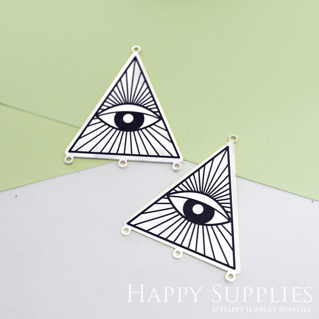 Making Jewelry Findings Raw Brass Bead Pendant Laser Cut Engraved Black Triangle Charm For DIY Necklace Earrings(ERD83)