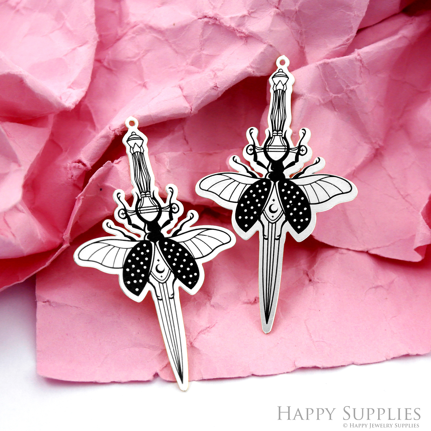 Making Jewelry Findings Stainless Steel Bead Metal Pendant Laser Cut Engraved Black Sword Charms For DIY Necklace Earrings (ESD264)