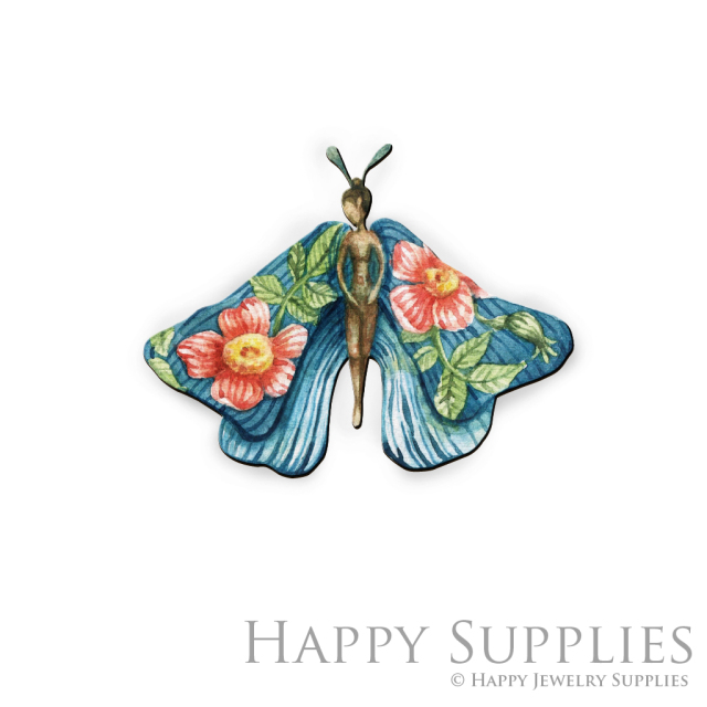 Handmade Jewelry Making Supplies Beads Cut Wooden Charm Butterfly For DIY Necklace Earring Brooch (CW372)