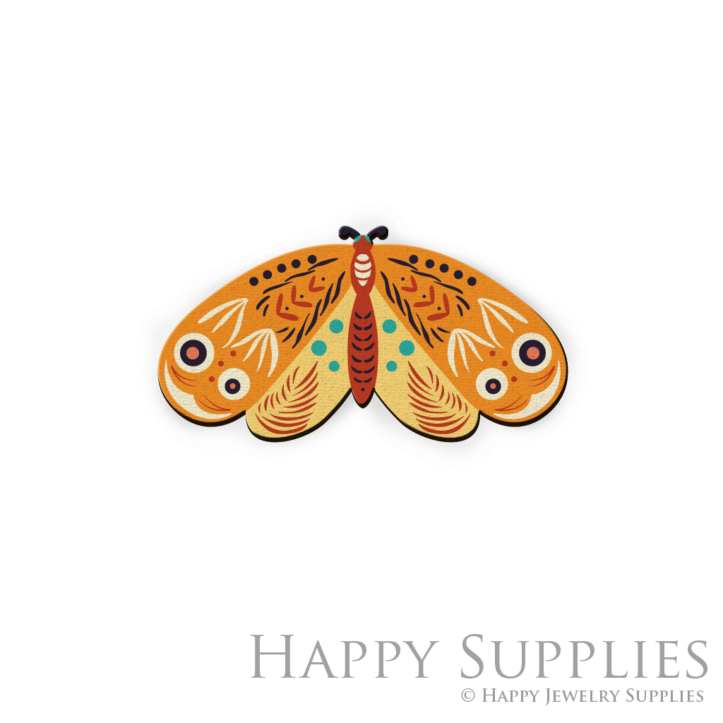 Handmade Jewelry Making Supplies Beads Cut Wooden Charm Moth For DIY Necklace Earring Brooch (CW392)
