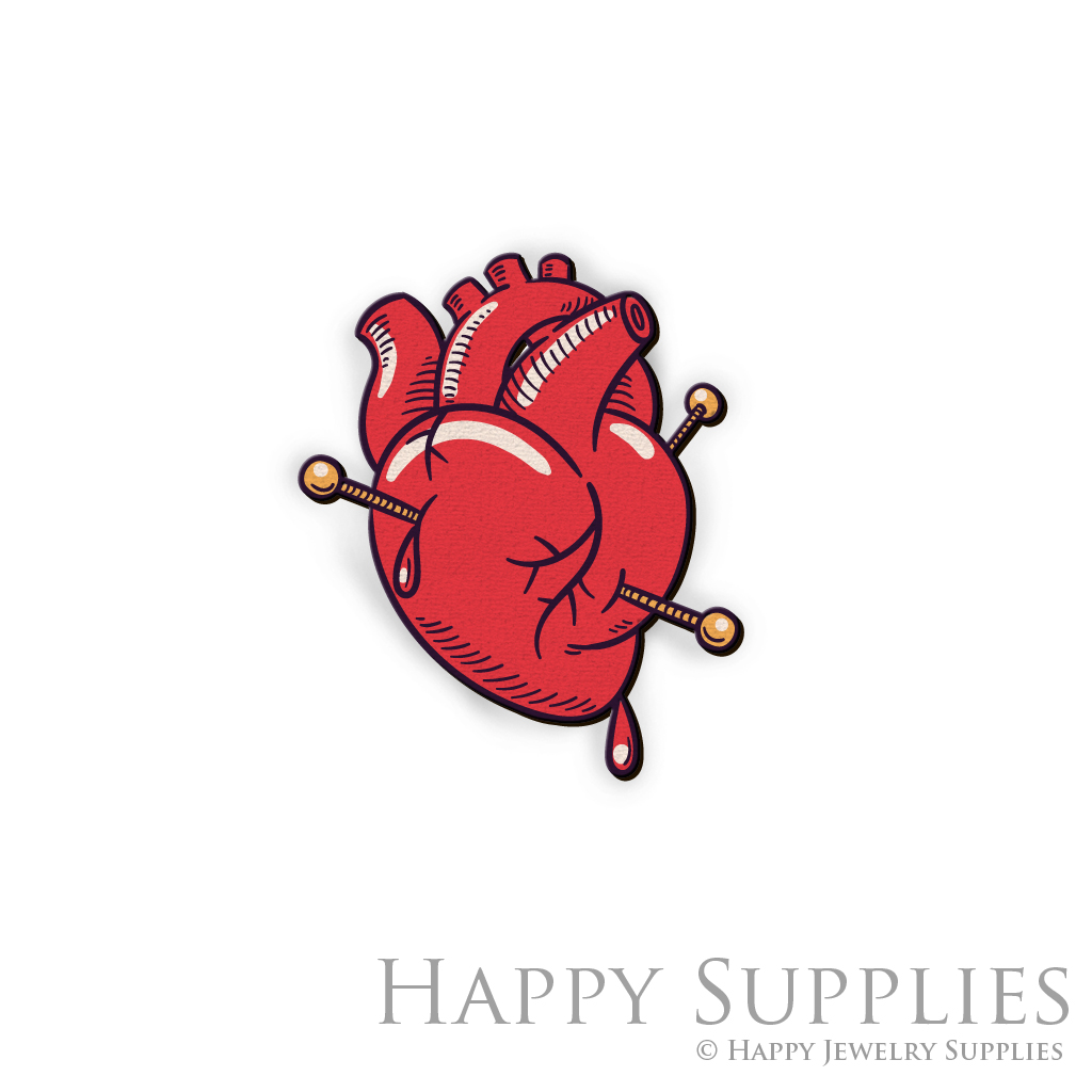 Handmade Jewelry Making Supplies Beads Cut Wooden Charm Heart For DIY Necklace Earring Brooch (CW374)