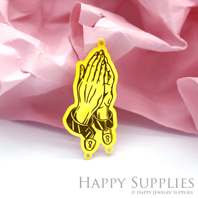 Making Jewelry Findings Raw Brass Bead Pendant Laser Cut Engraved Black Hand Charm For DIY Necklace Earrings(ERD92)