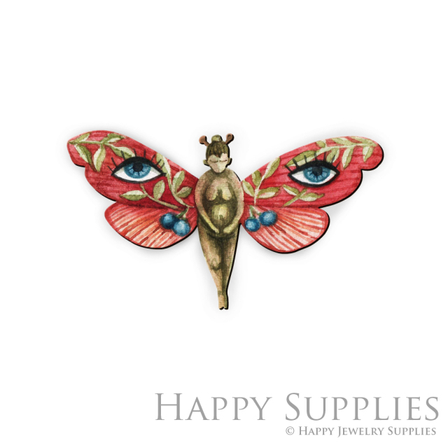 Handmade Jewelry Making Supplies Beads Cut Wooden Charm Butterfly For DIY Necklace Earring Brooch (CW371)