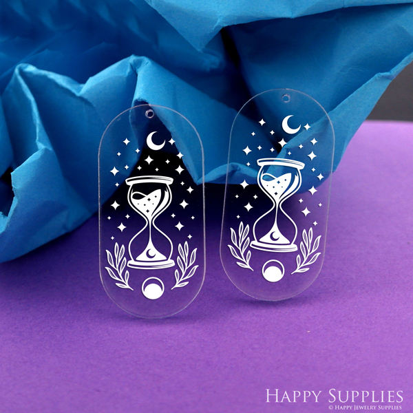 Hourglass Acrylic Pendant Making Jewelry Findings Bead Laser Cut  Oval Charms For DIY Necklace Earrings (AHV038)