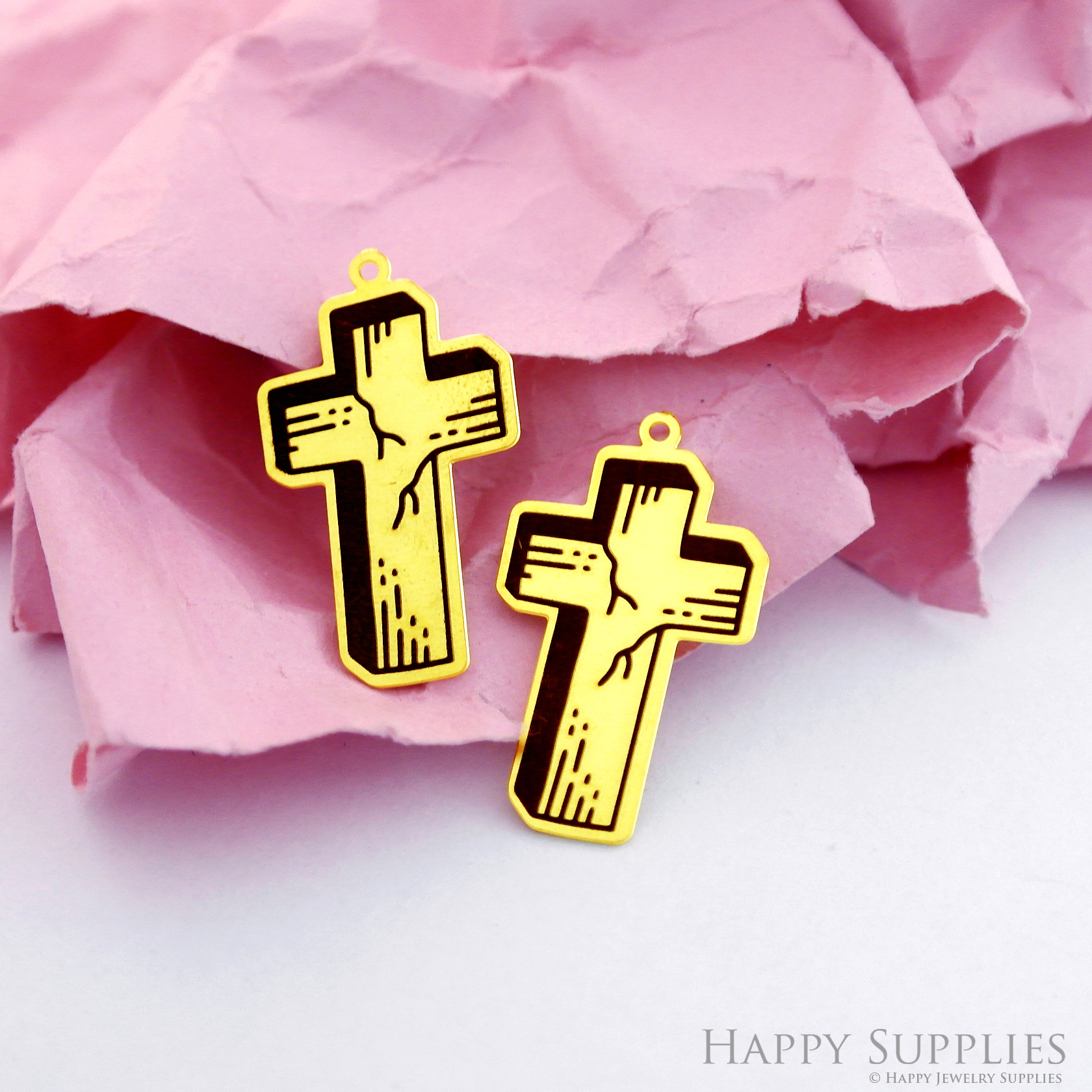 Making Jewelry Findings Stainless Steel Bead Metal Pendant Laser Cut Engraved Black Cross Charms For DIY Necklace Earrings (ESD244)