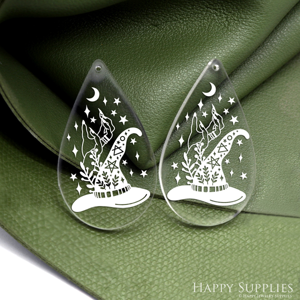 Hat Acrylic Pendant Making Jewelry Findings Bead Laser Cut  Teardrop Charms For DIY Necklace Earrings (AHT094)