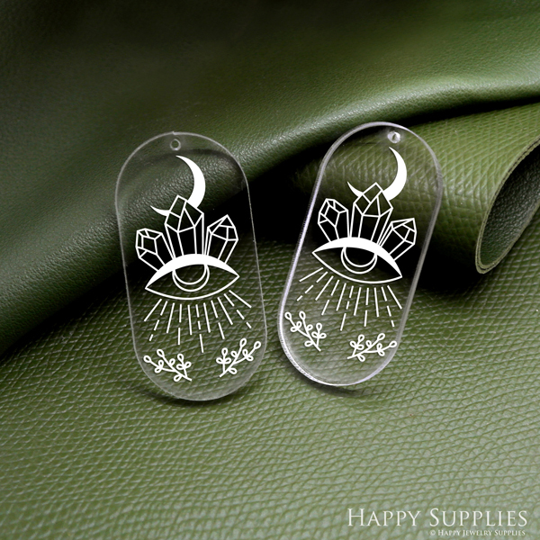 Diamond eyes Acrylic Pendant Making Jewelry Findings Bead Laser Cut  Oval Charms For DIY Necklace Earrings (AHV109)