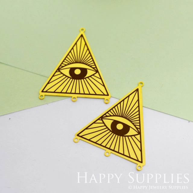 Making Jewelry Findings Raw Brass Bead Pendant Laser Cut Engraved Black Triangle Charm For DIY Necklace Earrings(ERD83)
