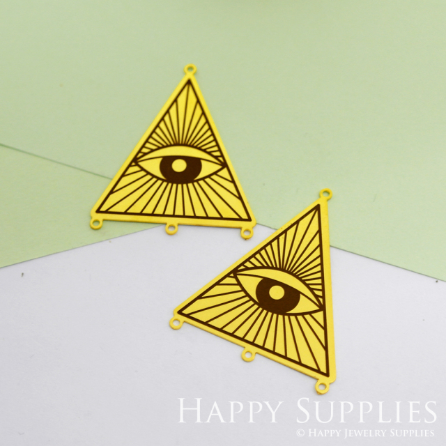 Making Jewelry Findings Raw Brass Bead Pendant Laser Cut Engraved Black Triangle Charm For DIY Necklace Earrings(ERD83)