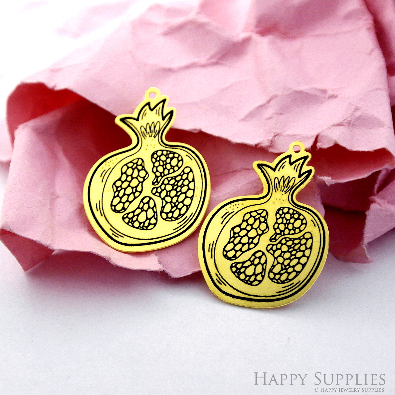Making Jewelry Findings Stainless Steel Bead Metal Pendant Laser Cut Engraved Black Pomegranate Charms For DIY Necklace Earrings (ESD232)