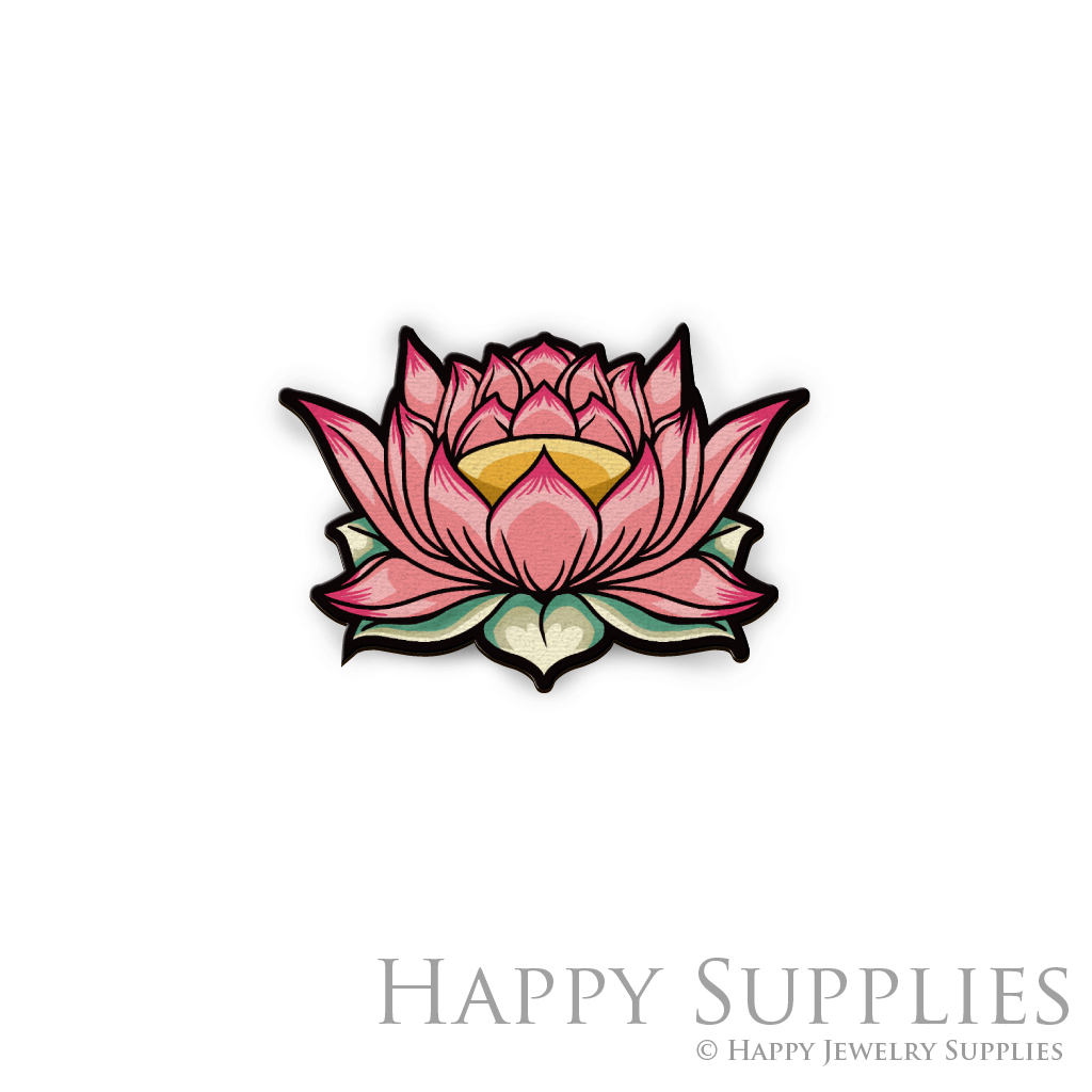 Handmade Jewelry Making Supplies Beads Cut Wooden Charm Lotus For DIY Necklace Earring Brooch (CW379)